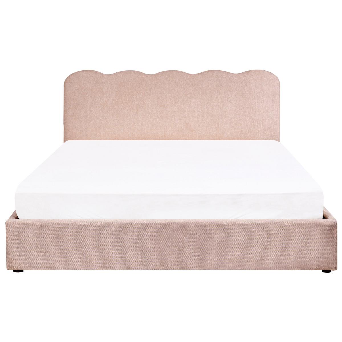 BETT mit Stauraum 180/200 Stoff Pastellrosa Nanterre - Pink, Textil (180/200cm) - Beliani