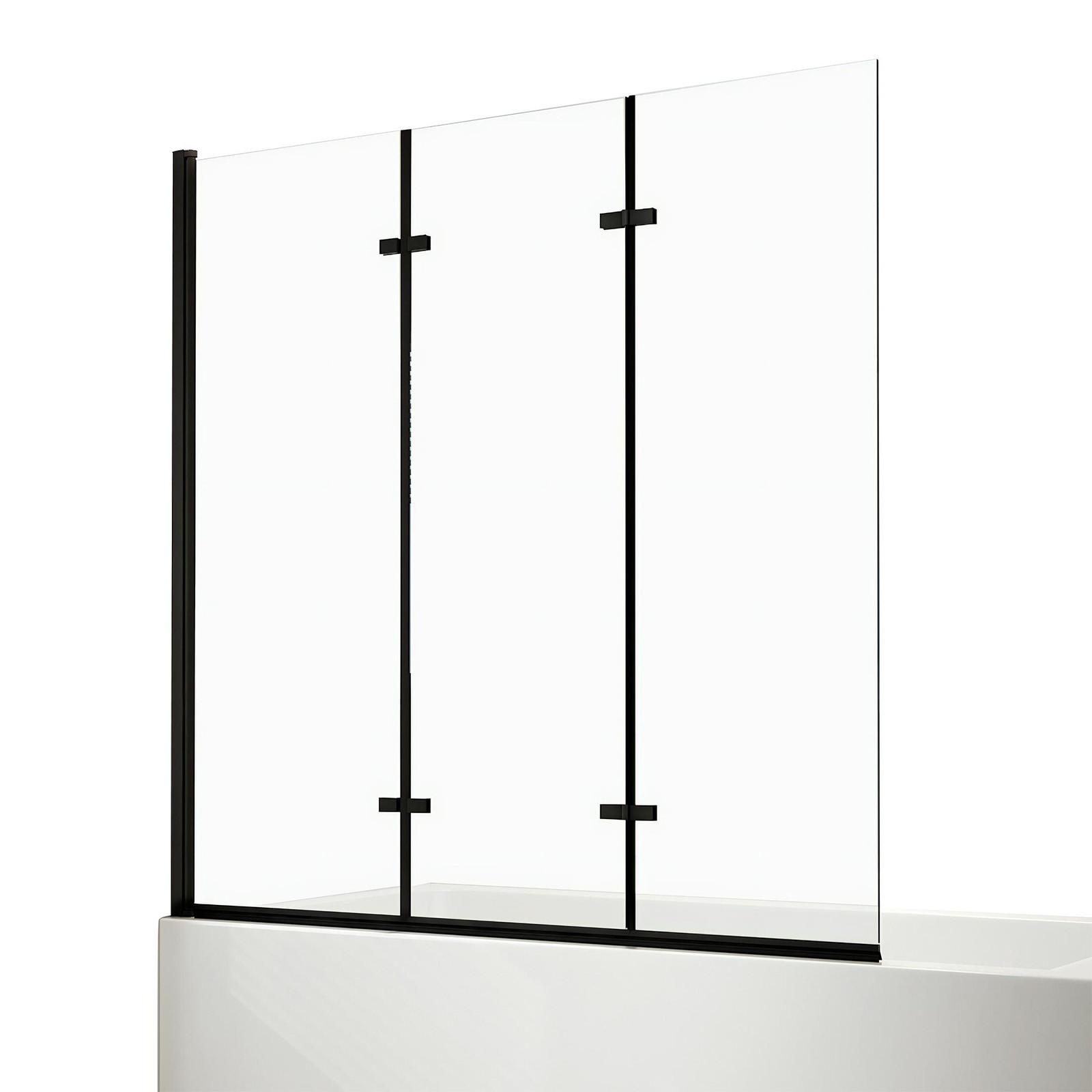 BADEWANNENAUFSATZ 3-teilig faltbar schwarz 130/140 cm - Schwarz, Glas (130/140cm) - EMKE