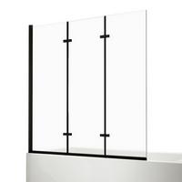 BADEWANNENAUFSATZ 3-teilig faltbar schwarz 130/140 cm - Schwarz, Glas (130/140cm) - EMKE