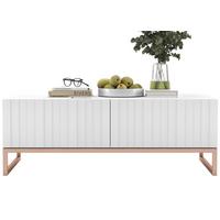 COUCHTISCH Elpis Weiß matt Glamour 110 cm - Weiß/Kupferfarben, Holzwerkstoff/Metall (54/110/39cm) - Meble Lindner