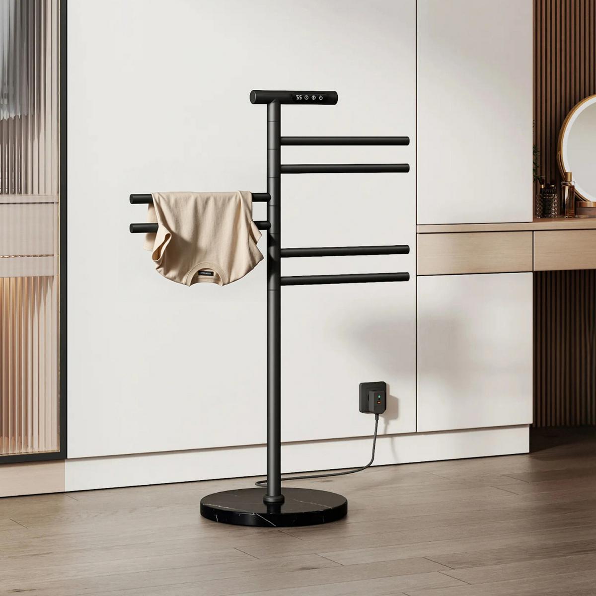 HANDTUCHHEIZKÖRPER elektrisch freistehend 140W - Schwarz, Metall (53.9/100/35cm) - EMKE