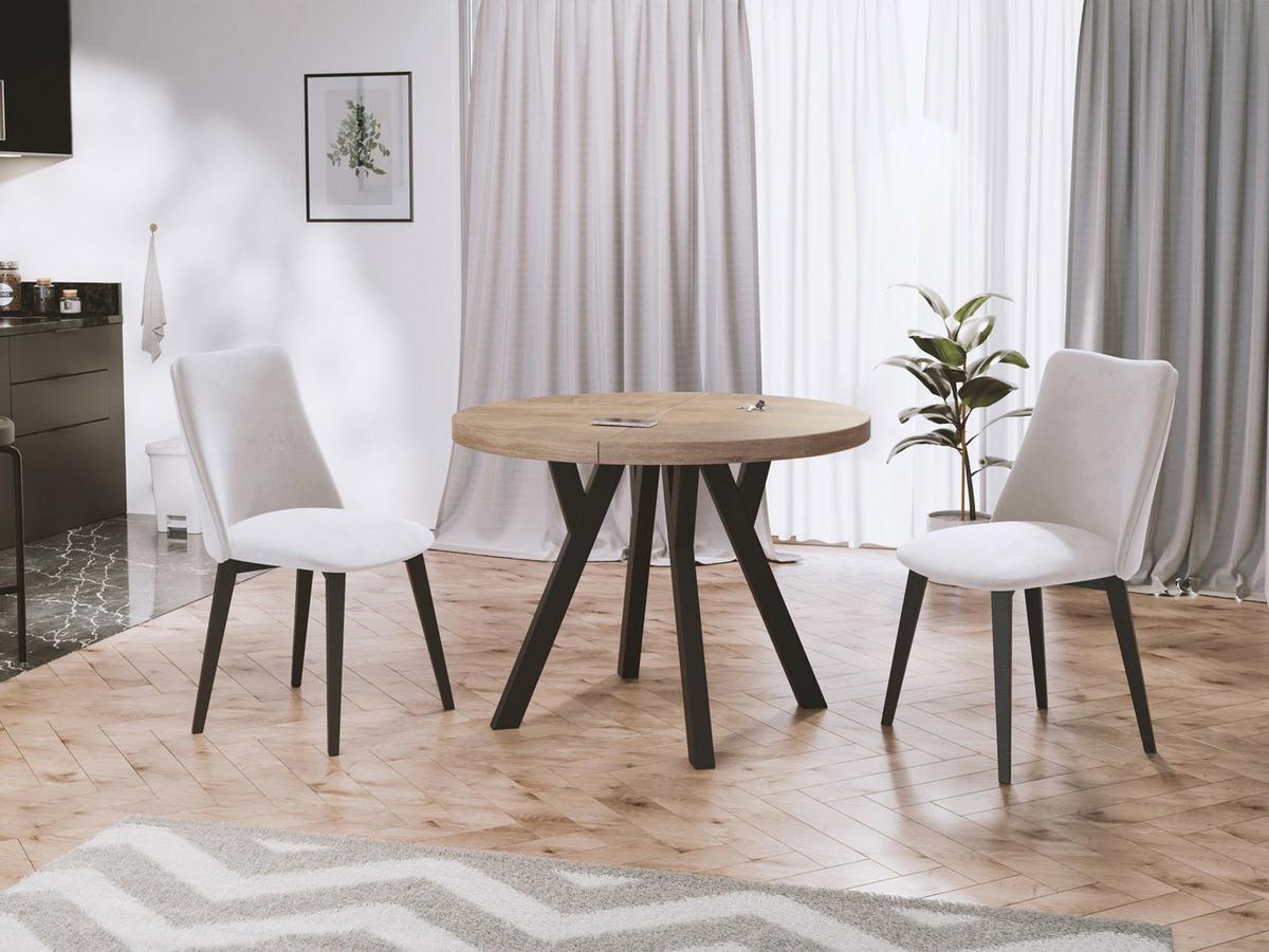ESSTISCH Twixy runder ausziehbarer, Sonoma Eiche 100-200/100/76 cm - Schwarz/Sonoma Eiche, Holz/Holzwerkstoff (100/200/76cm) - WFL GROUP