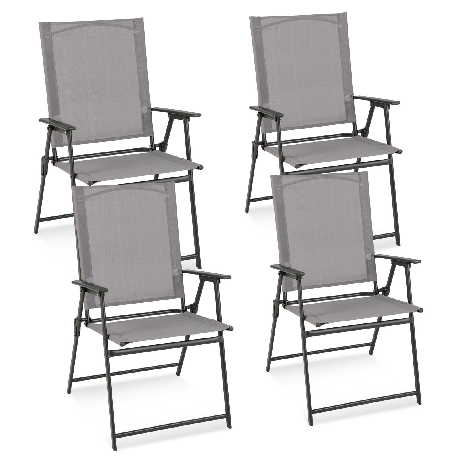 KLAPPSTÜHLE Grau(4-teilig) - Grau, Metall (58/96/58cm) - COSTWAY