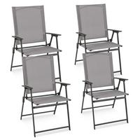 KLAPPSTÜHLE Grau(4-teilig) - Grau, Metall (58/96/58cm) - COSTWAY