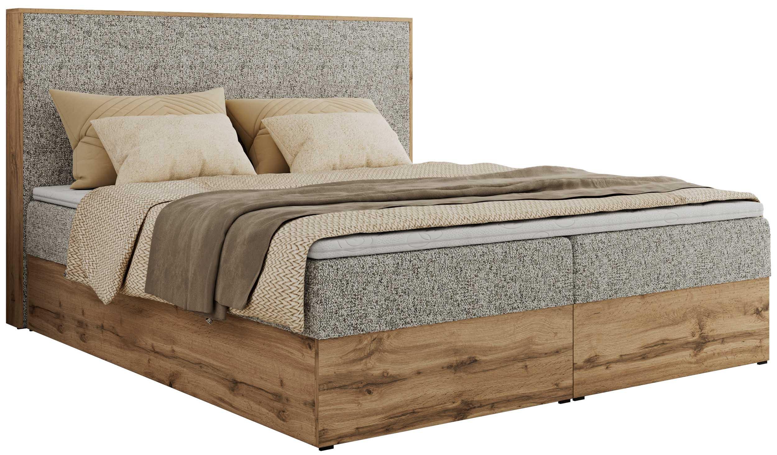 BOXBETT WOOD CLASSIC 160/200 - Beige Strukture - H4 - Beige, Textil (160/200cm) - MKS