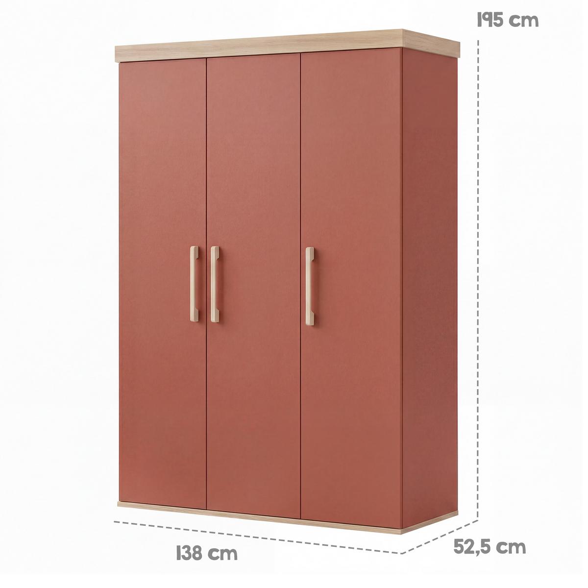 KINDERKLEIDERSCHRANK Jimmy Mauve - Eichefarben/Mauve, Holzwerkstoff (138/195/53cm) - Roba