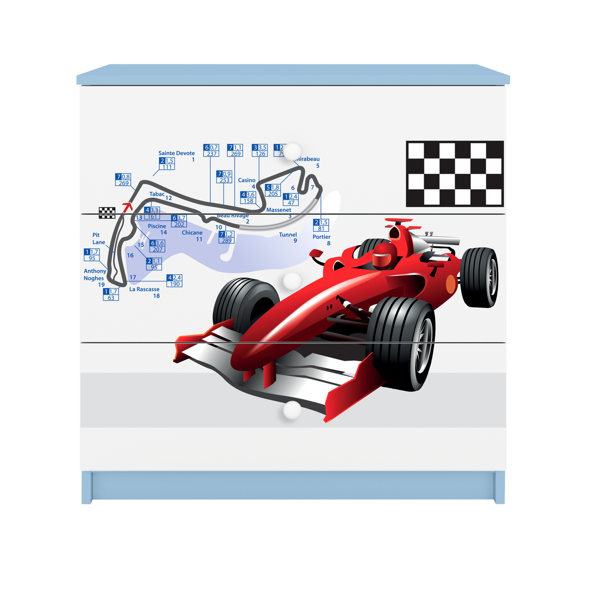KOMMODE Babydreams Formel 1 81/81/41 - Blau, Holzwerkstoff (81/81/41cm) - RAUMHIRSCH FURNITURE