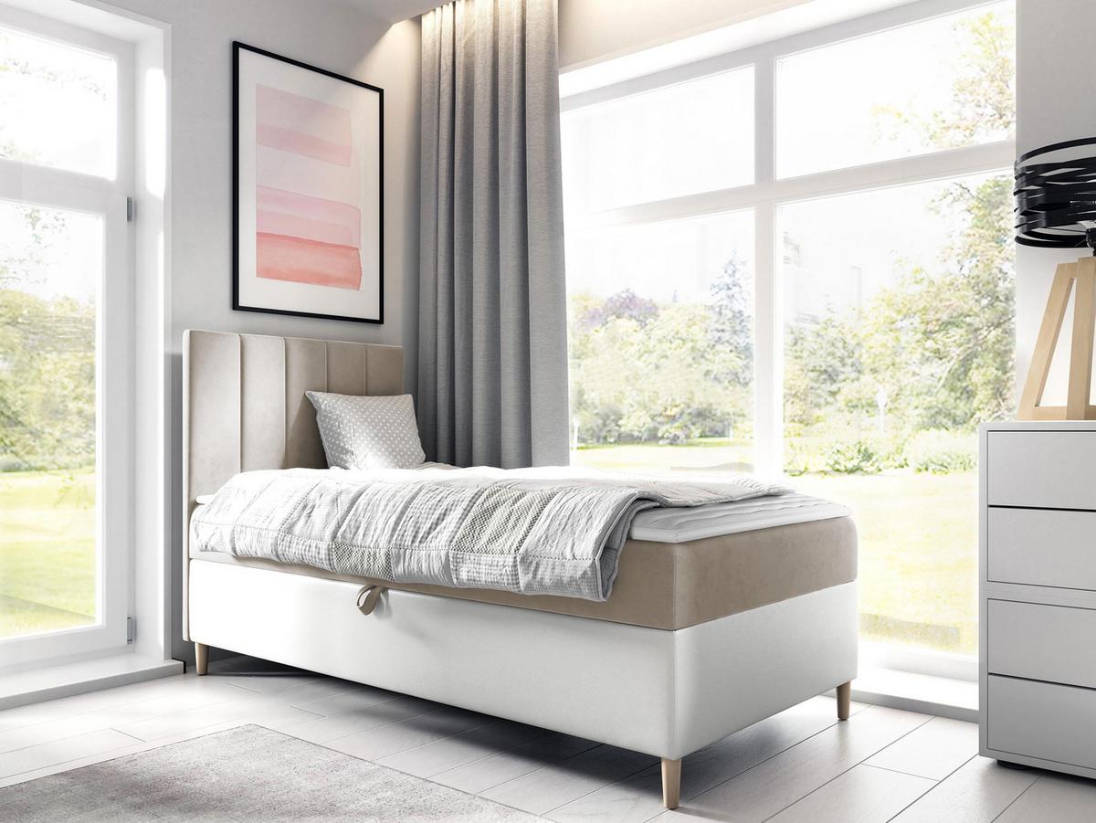 BOXBETT Maja Junior 1, Seite zum Öffnen des Bettkastens: Links - H3 - Creme/Weiß, Holz (80/200cm) - MIRJAN24