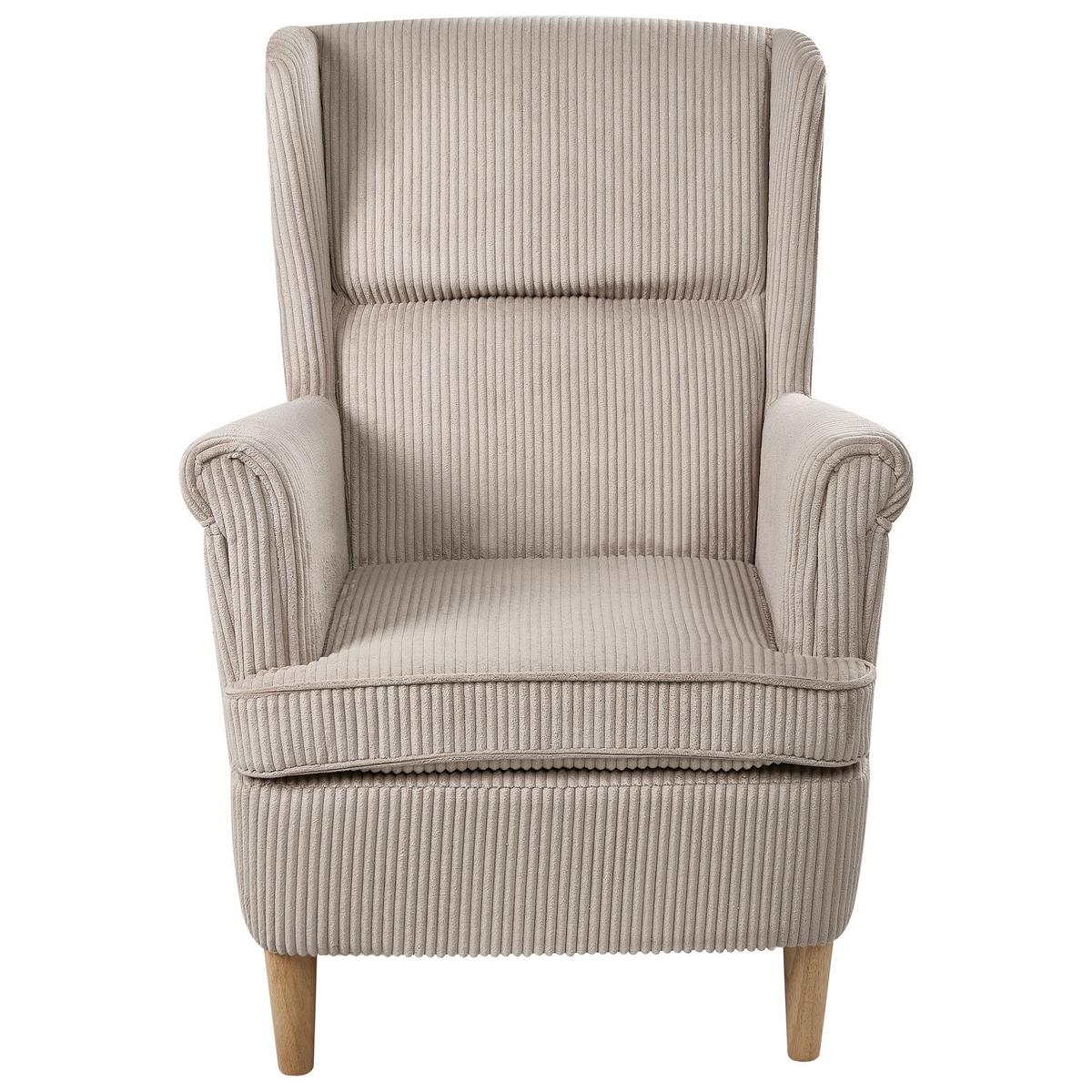 OHRENSESSEL Cord Beige Abson - Hellbraun, Textil (64/100/65cm) - Beliani