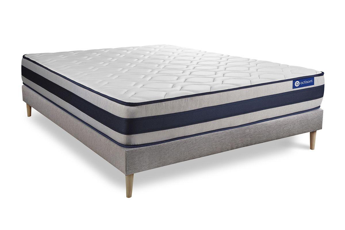 BETT Actilatex ergo Latex und Memory-Schaum 160 x 200 cm h3 - Kit Bettgestell Grau - Beige/Grau, Karton/Holz (160/200cm) - ACTISOM