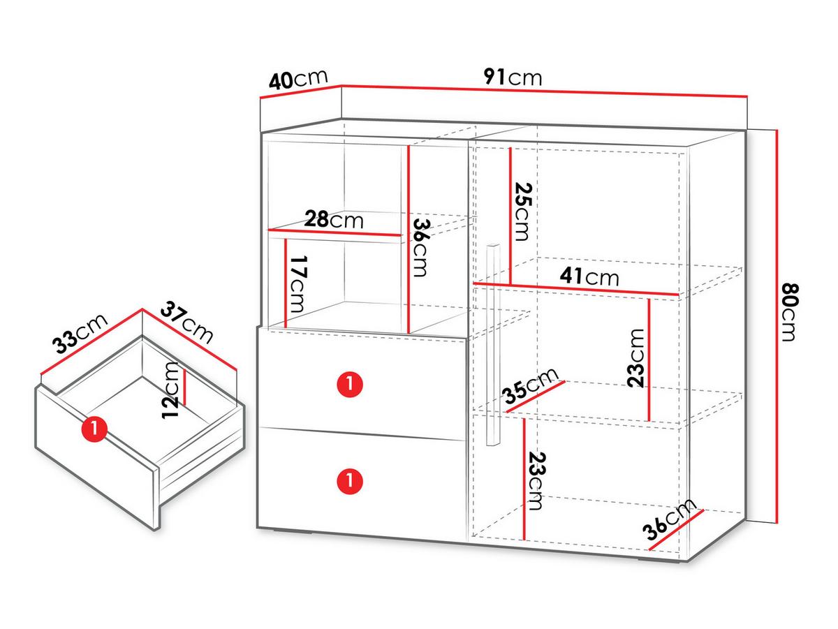 KOMMODE Lorin 1D2S LO08 - Kaschmir/Eichefarben, Holzwerkstoff (91/80/40cm) - MIRJAN24