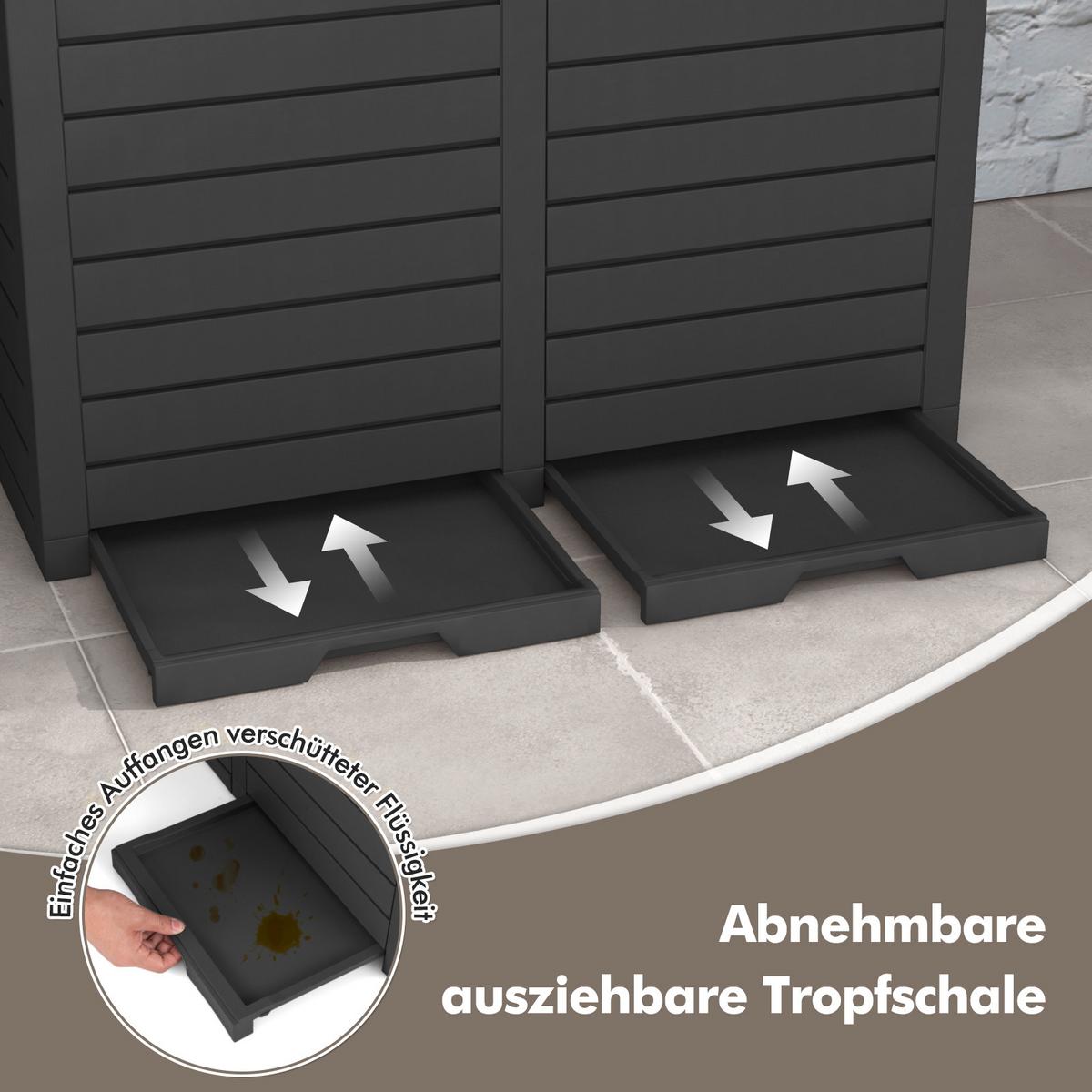MÜLLEIMER 235L mit Abfallbehälter schwarz - Schwarz, Kunststoff (77/86/40cm) - COSTWAY