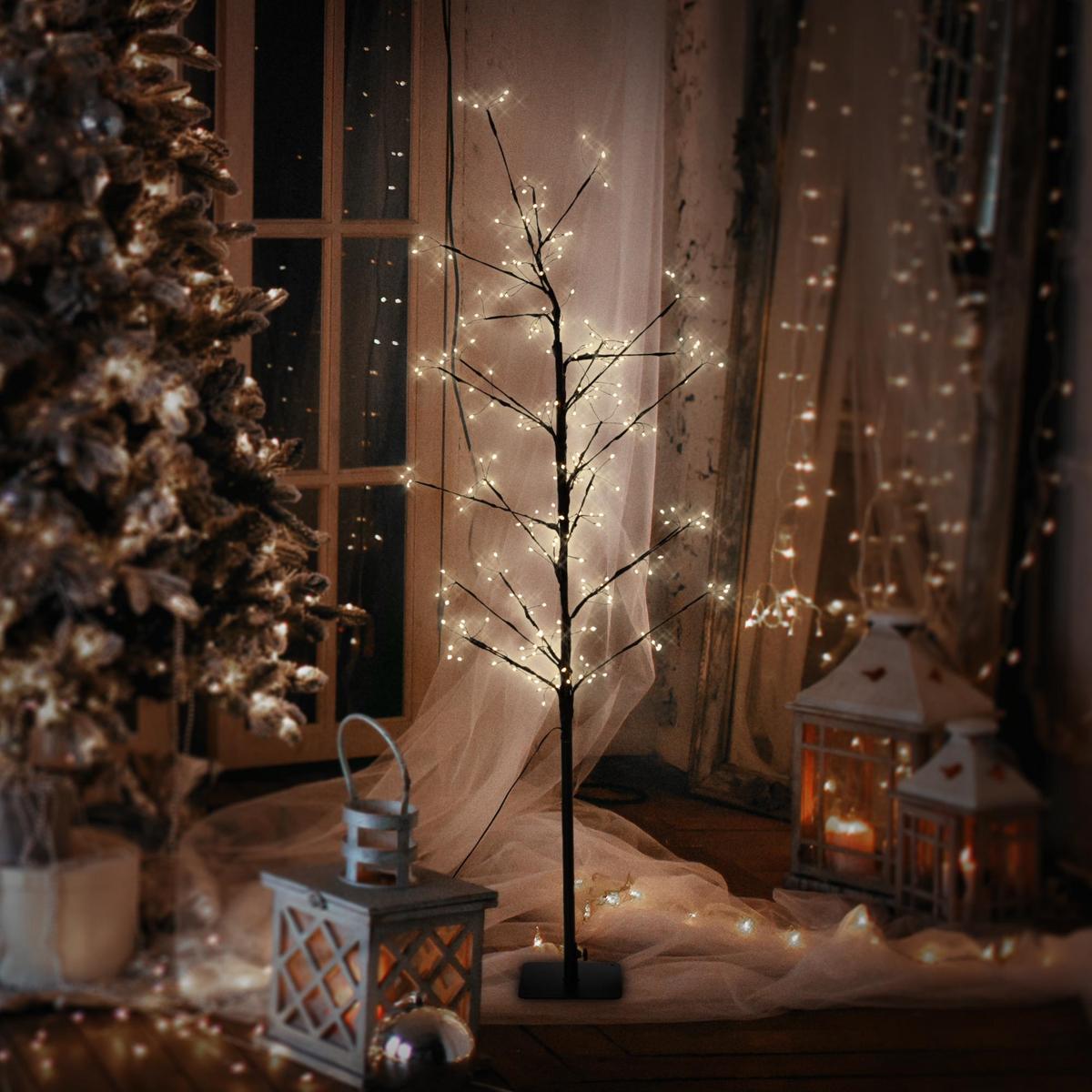 LED-BAUM 120 cm 240LED Warmweiß Timer Außen Flexibel Zweige - Braun, Kunststoff (45/120/45cm) - ECD-Germany