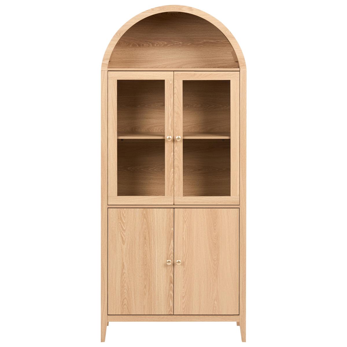 VITRINE mit Glastüren 78 cm Hellbraun Montreal - Hellbraun/Braun, Holzwerkstoff (78/180/39cm) - Beliani