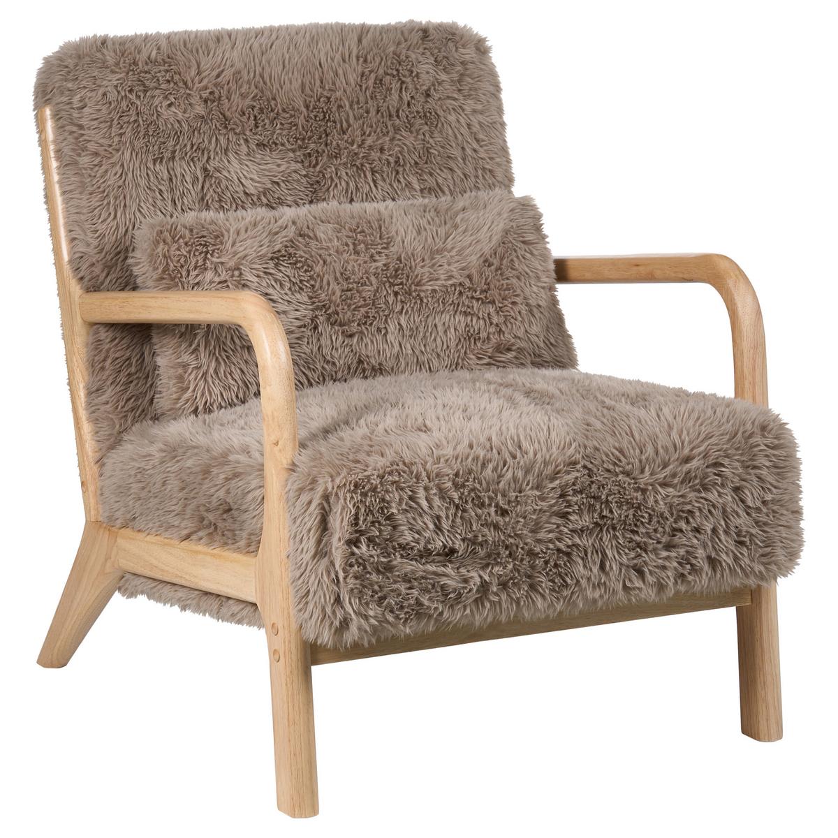 SESSEL Webpelz Taupe Skovde - Taupe, Textil (65/78/80cm) - Beliani