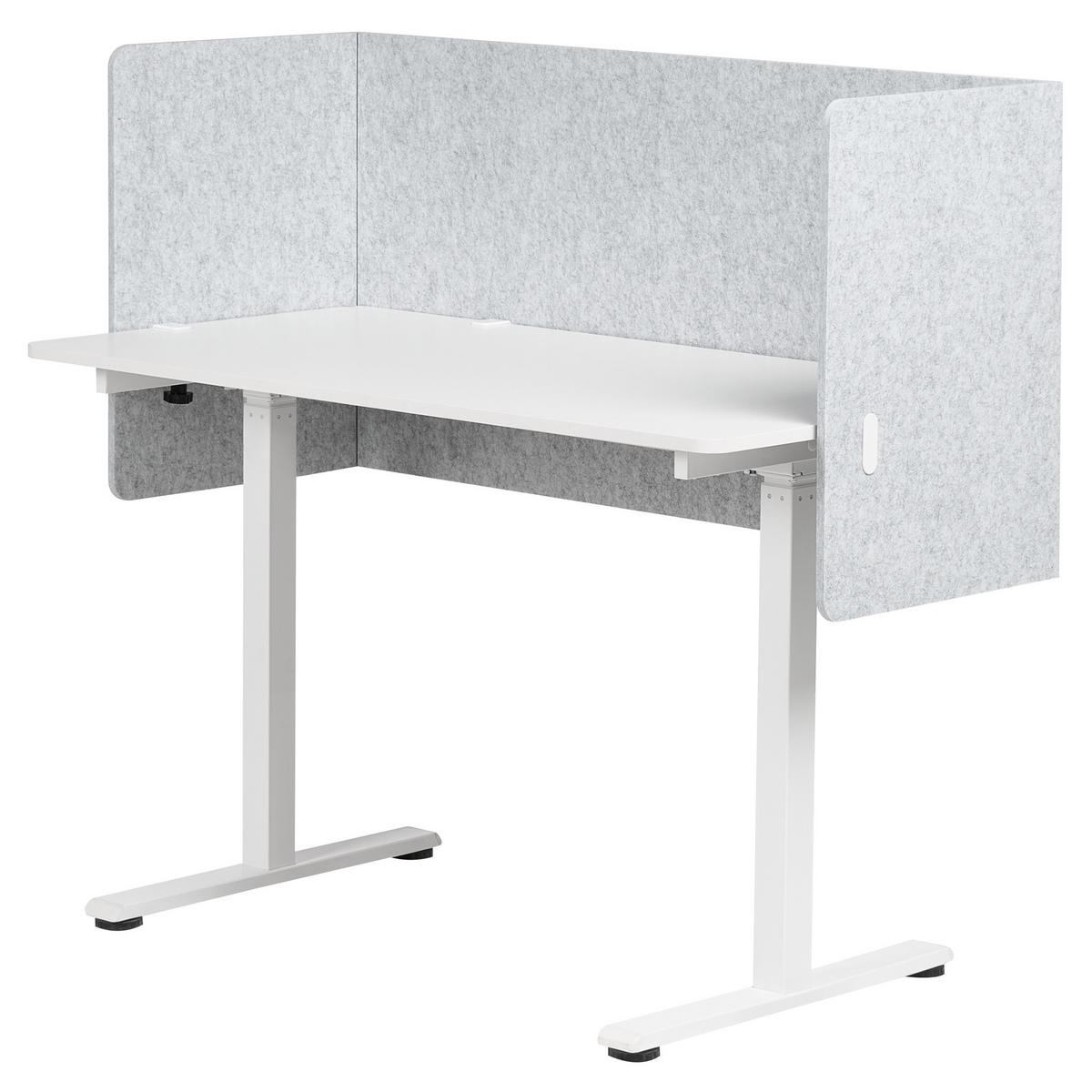 SCHREIBTISCHTRENNWAND 210/61 cm Grau Soloa - Grau, Textil (210/61/1cm) - Beliani
