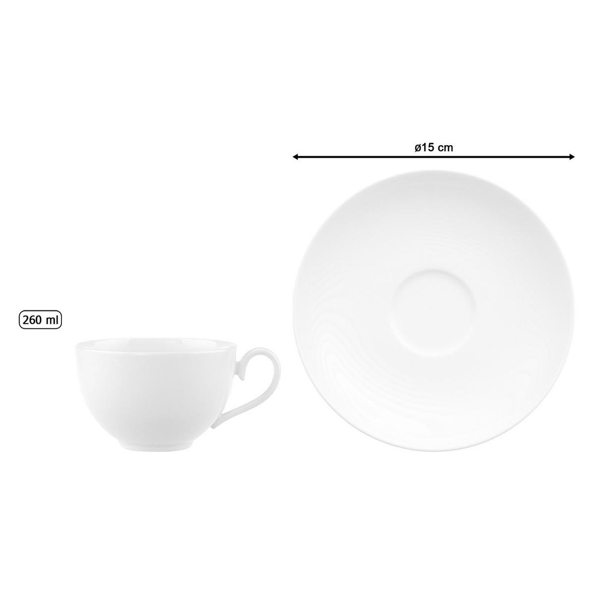 KAFFEETASSE MIT UNTERTASSE Royal weiß 260 ml - Weiß, Keramik (15/7.6/15cm) - Villeroy & Boch