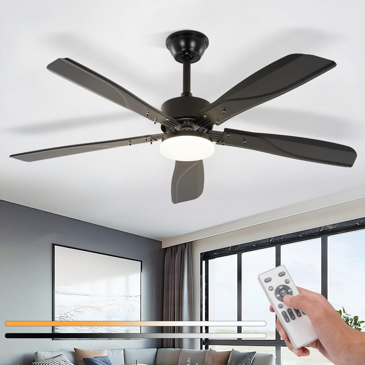 DECKENVENTILATOR BRILON Ⅲ 125/6/42 cm - Schwarz, Kunststoff (125/125/42cm) - Nettlife