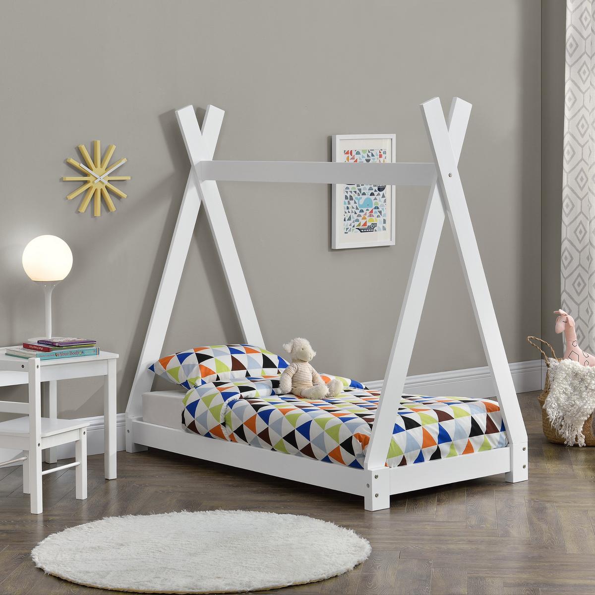 KINDERBETT Onejda - Weiß, Holz (70/140cm) - [en.casa]