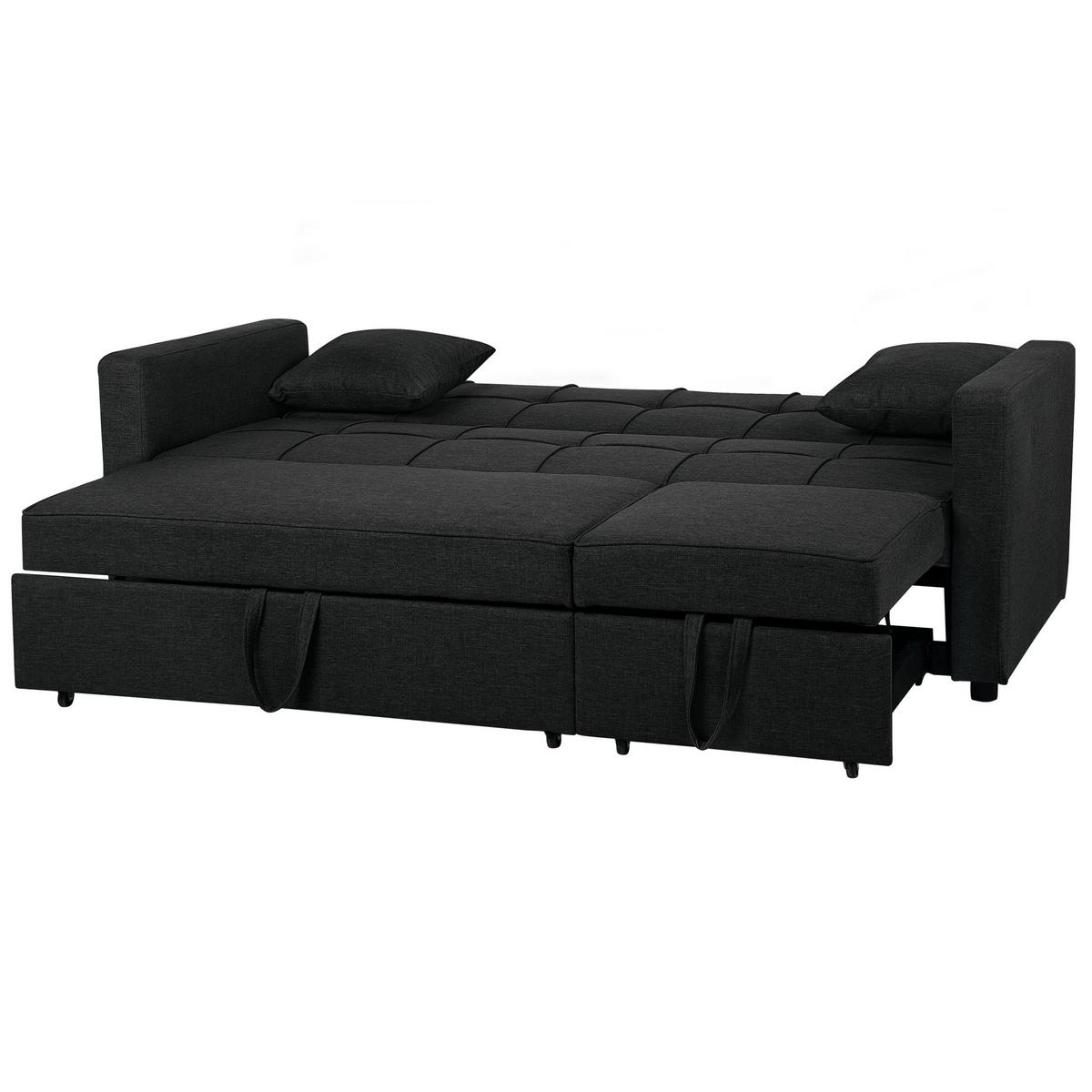 3-SITZER-SCHLAFSOFA Polyester Schwarz Glomma - Schwarz, Textil (207/95/87cm) - Beliani