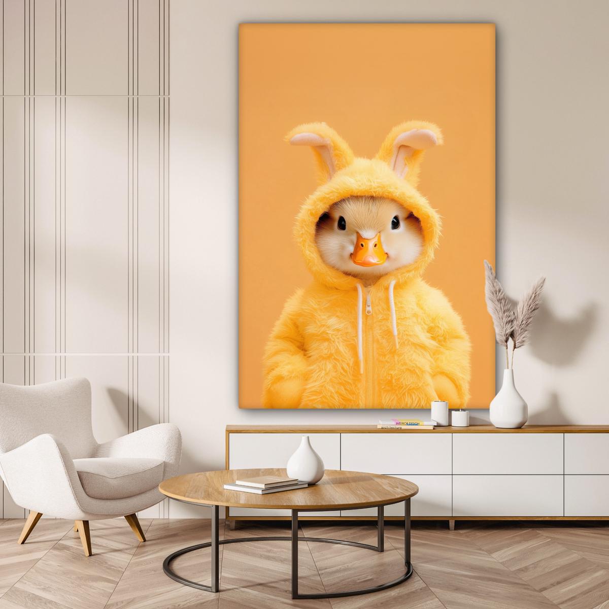 LEINWANDBILD Osterhase - Kostüm - Ente Deko Groß 90x140 cm - Gelb, Textil (90/140cm) - MuchoWow