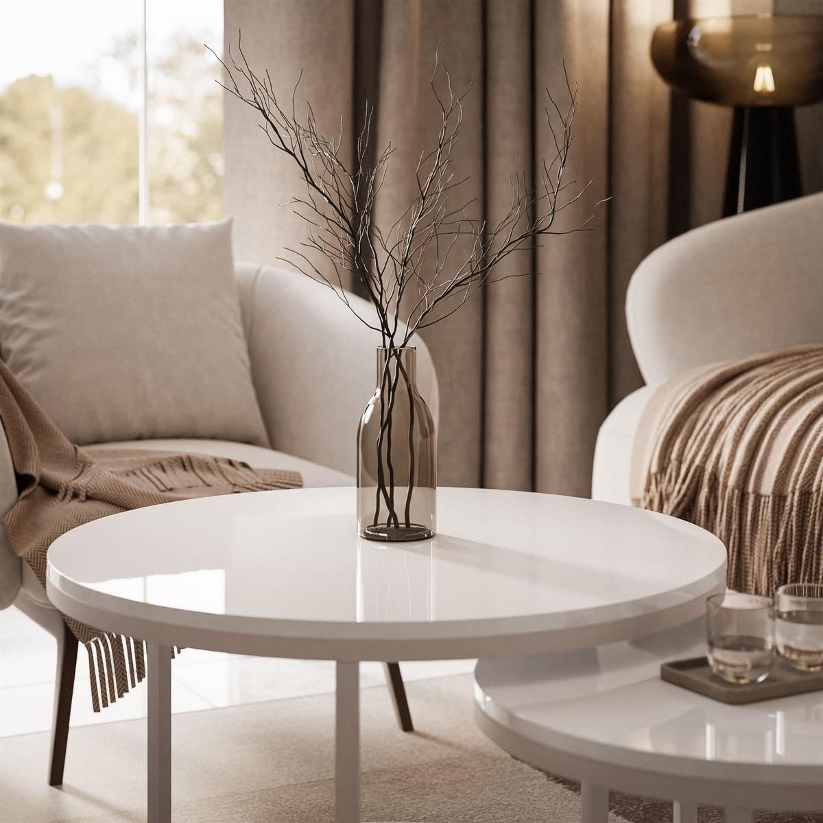 COUCHTISCH CIRI 2-in-1 KASCHMIR - Beige/Weiß, Holzwerkstoff (70/70/48cm) - Lookway