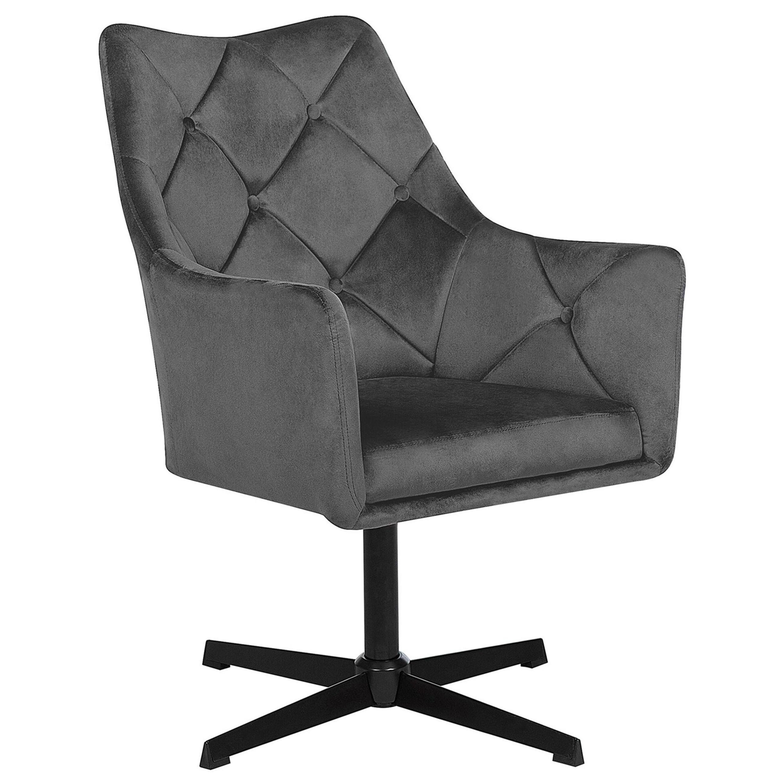 SESSEL Samtstoff Grau Vaksala - Grau, Textil/Metall (61/95/73cm) - Beliani
