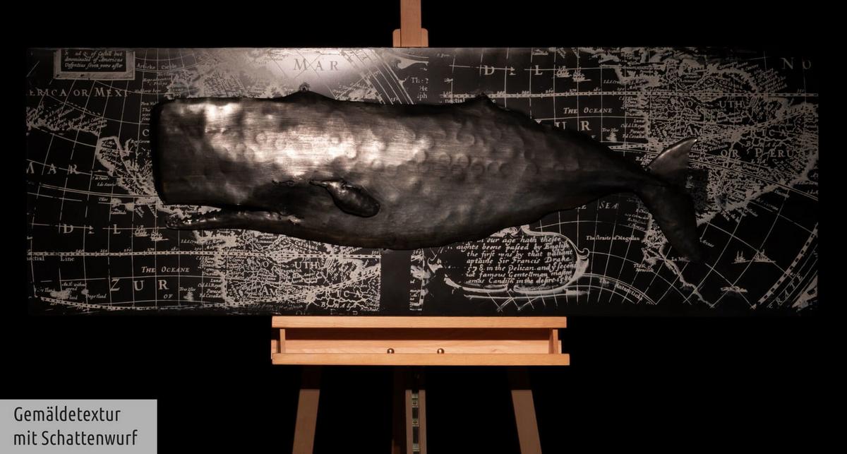 METALLBILD Schwarz-Weiß 144/44 cm - Schwarz, Metall (5.8/44cm) - KUNSTLOFT