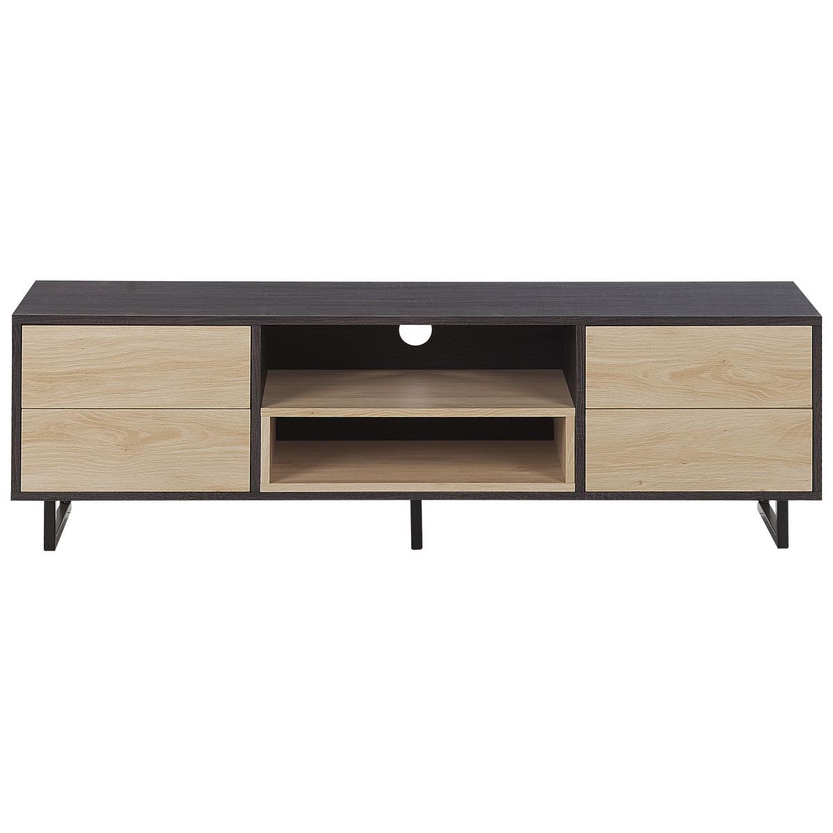 TV-MÖBEL Hellbraun, Dunkelbraun, Schwarz FRANKLIN 35/140/44 - Hellbraun, Holzwerkstoff (140/44/35cm) - Beliani