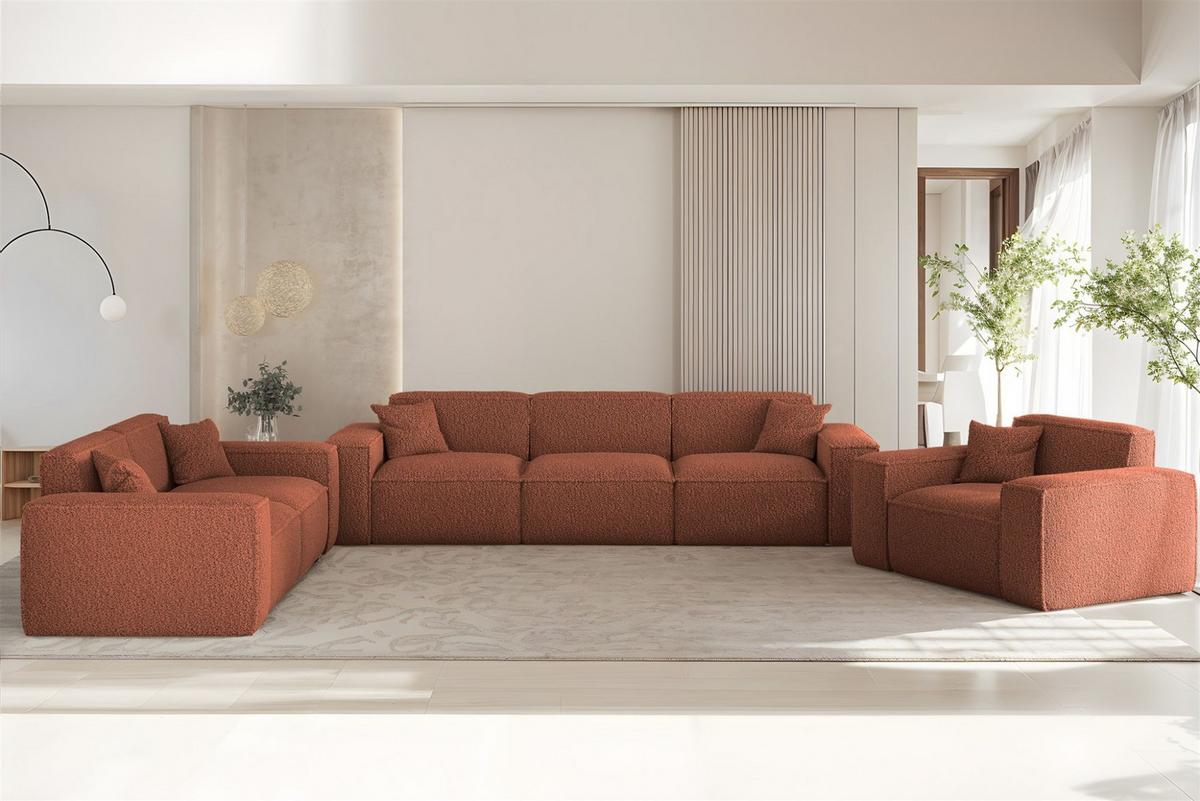 SOFA 3-sitzer Celes Premium In Sven - Rotbraun, Holzwerkstoff/Textil (218/73/90cm) - Fun Möbel