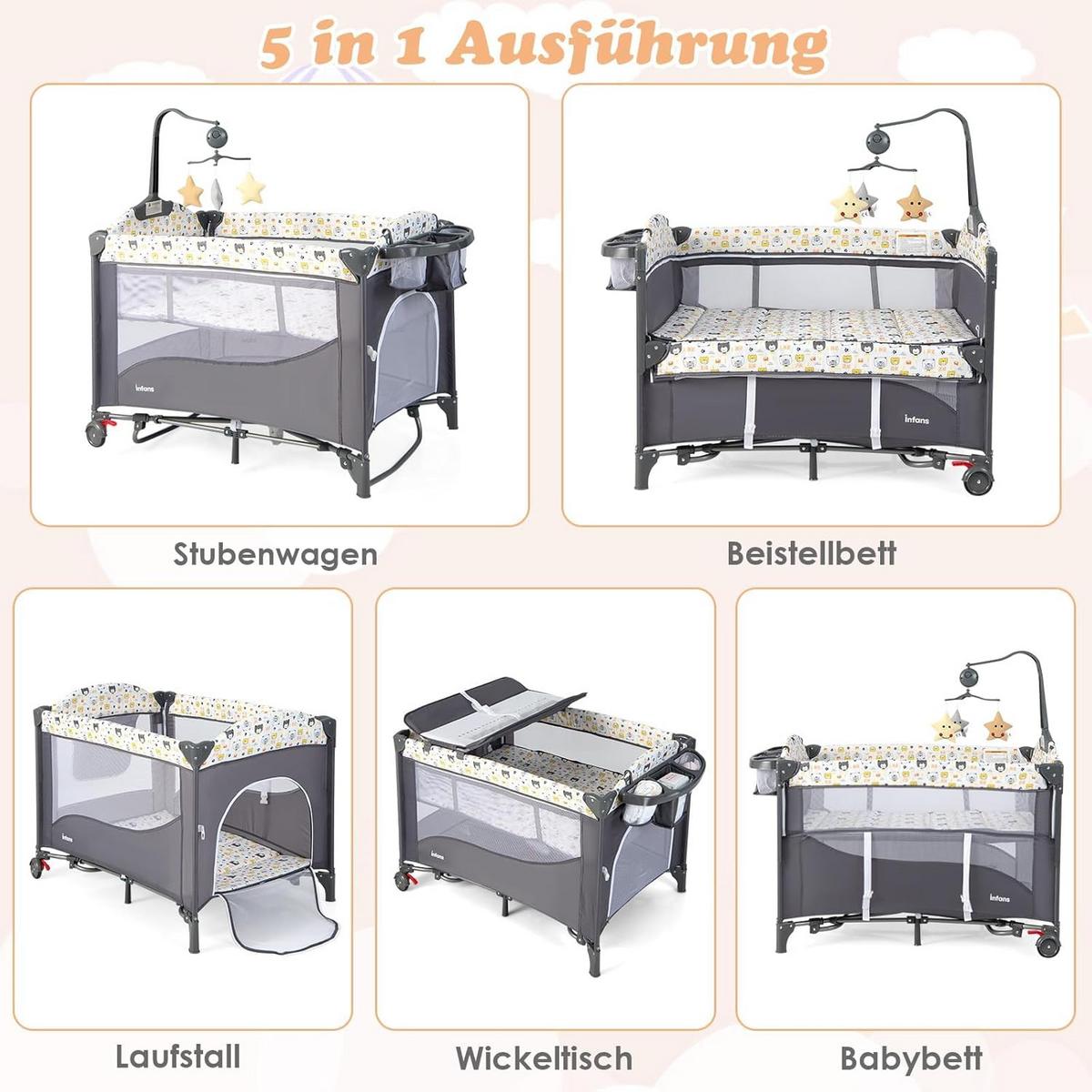 BABYBETT beistellbett Blau - Blau, Metall - COSTWAY