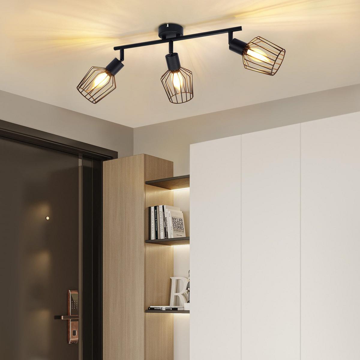 DECKENSTRAHLER Franziska 3-flammig 46/10/10 cm - Schwarz, Metall (46/10/10cm) - Nettlife