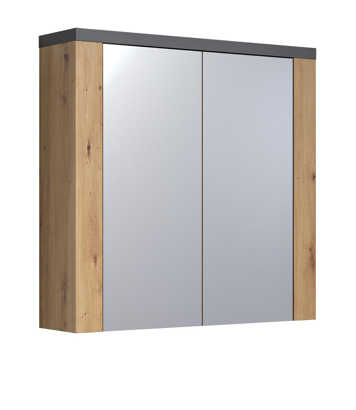 SPIEGELSCHRANK Eiche Artisan, grau 79 x 78 cm, Badschrank 2-türig - Eiche Artisan/Grau, Glas/Holzwerkstoff (78/78/20cm) - Top.Furn
