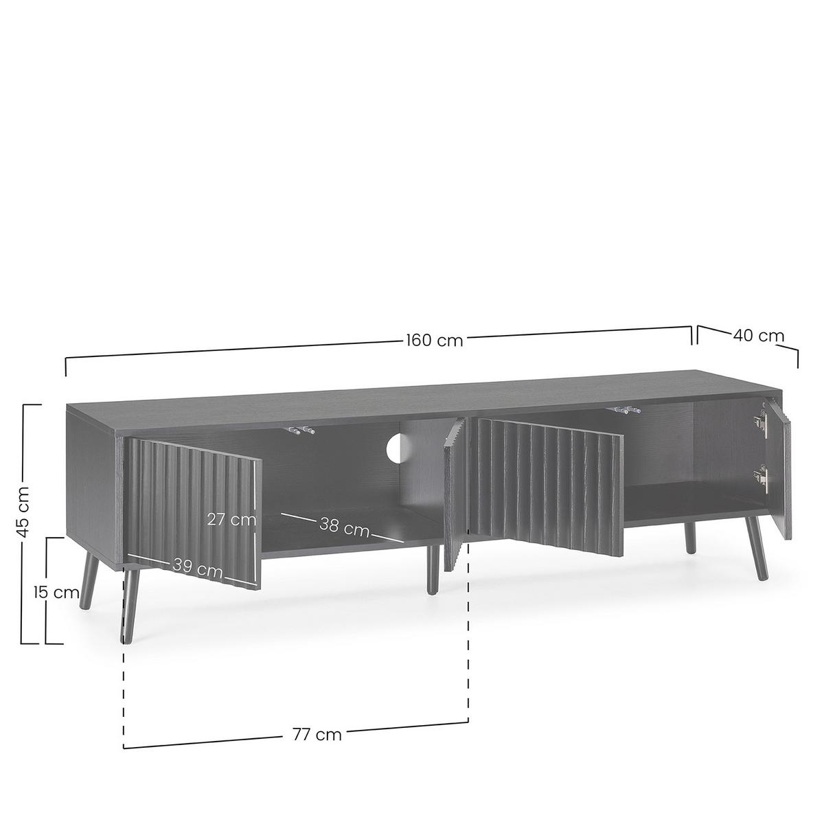 TV-ELEMENT Lluvia 4 Türen Schwarz - Schwarz, Holzwerkstoff (160/45/40cm) - VS Venta-stock