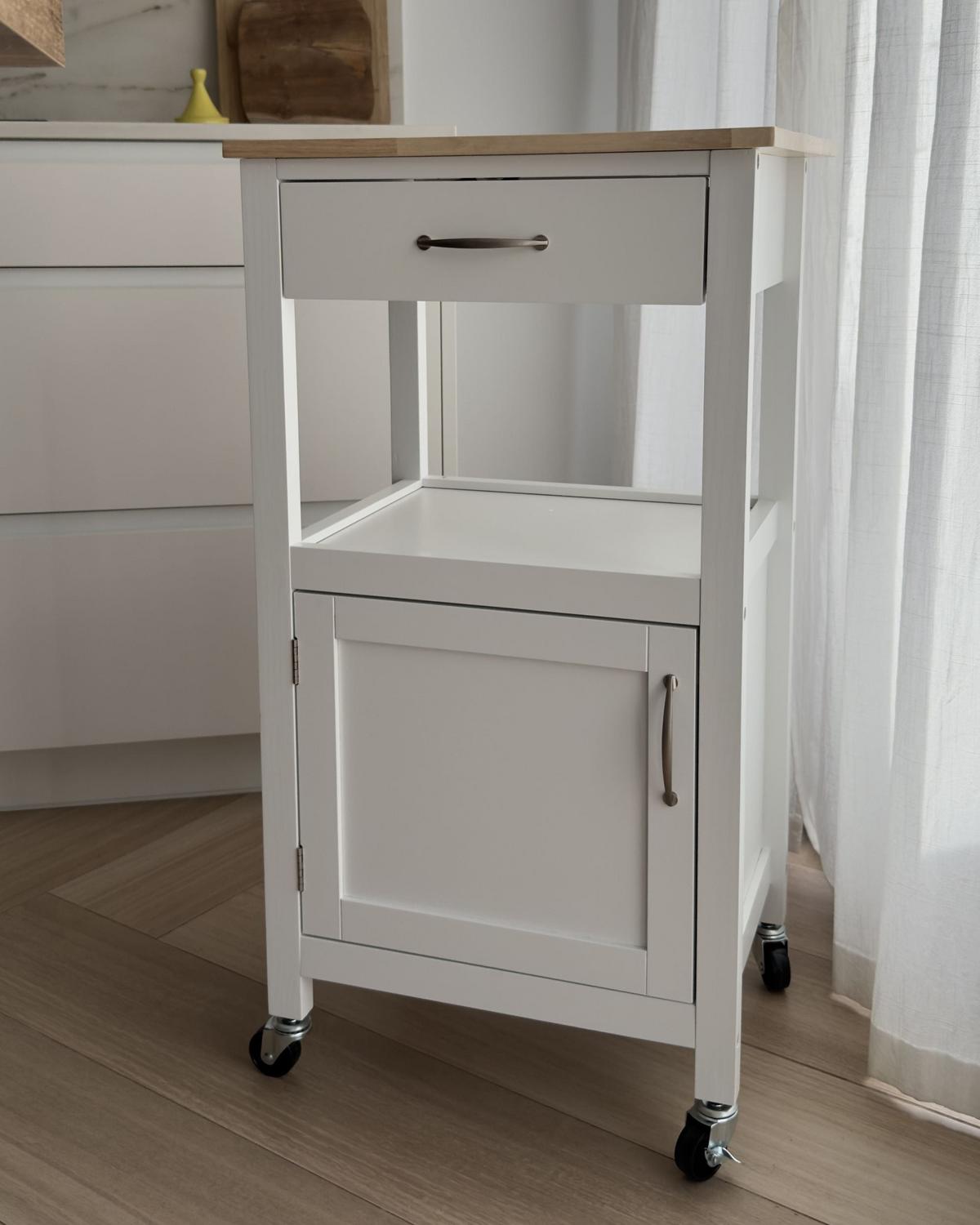 SERVIERWAGEN weiß/heller Holzfarbton mit Schublade Siena - Hellbraun/Weiß, Holzwerkstoff (48/89/39cm) - Beliani