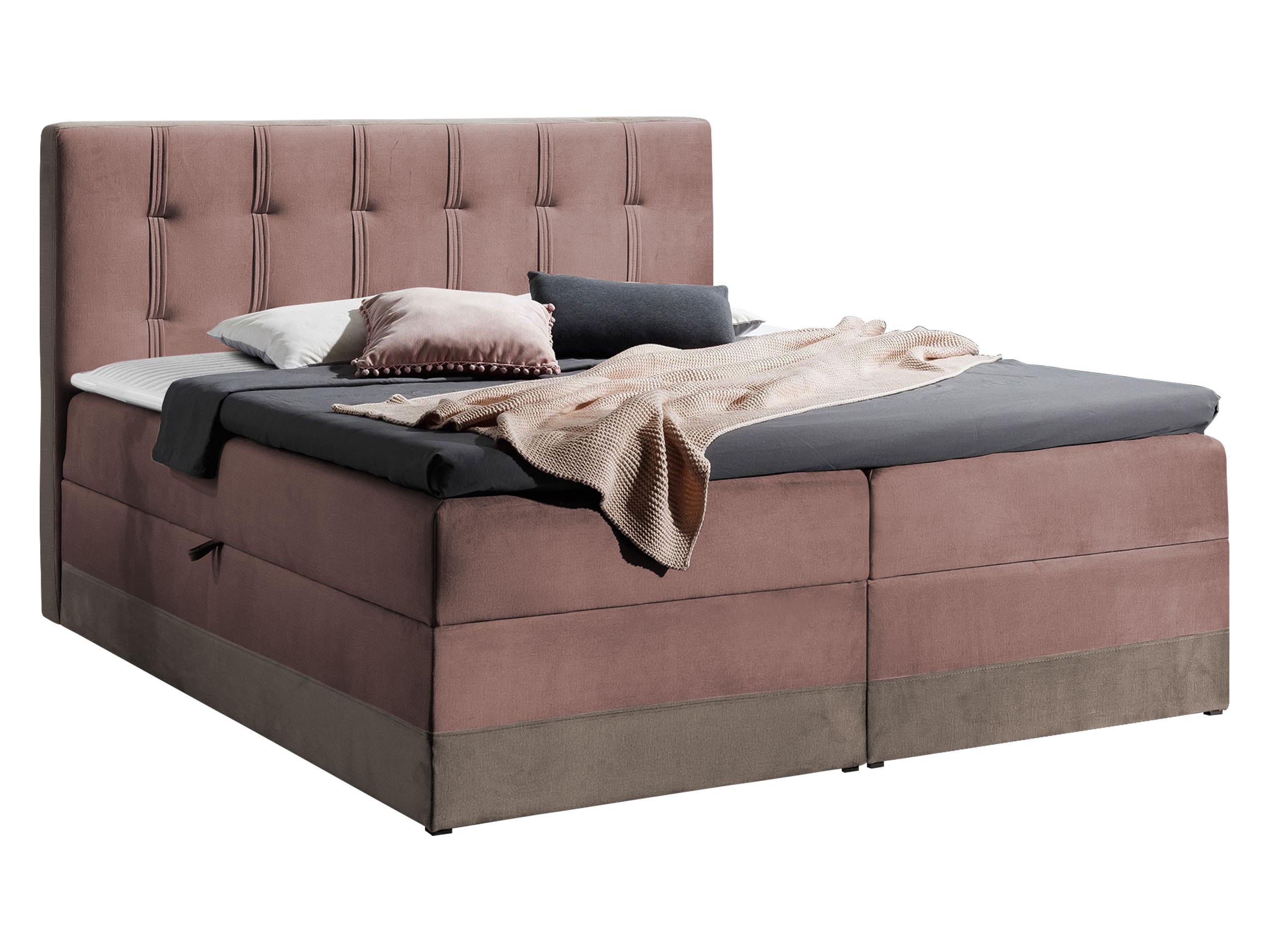 BOXBETT Royal - H3 - Braun/Rosa, Holz (180/200cm) - MIRJAN24
