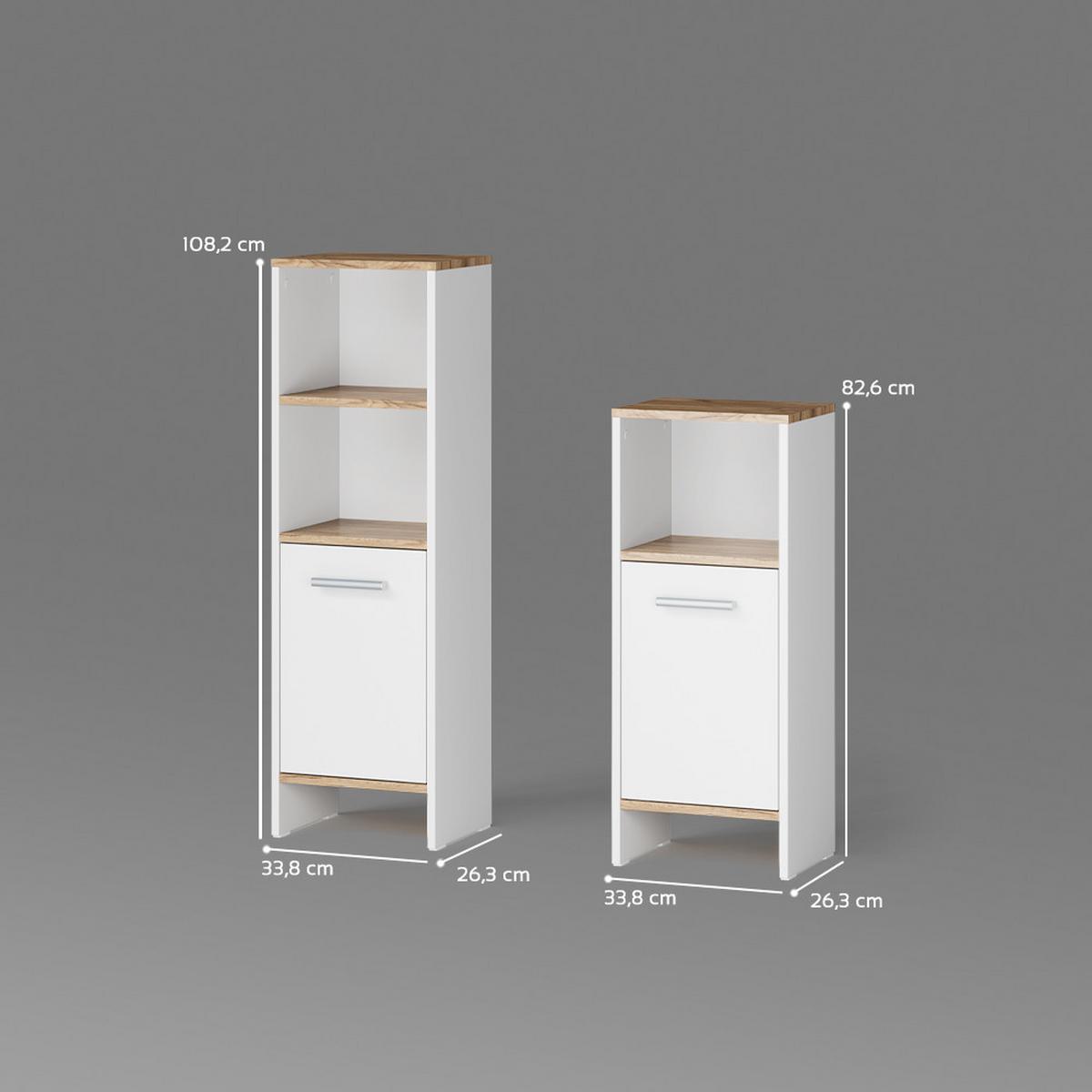 BADMÖBEL-SET Amalfi Weiß/Goldkraft Eiche 2 Teile - Honigeiche/Weiß, Holzwerkstoff (33.8/108.2/26.3cm) - Livinity®