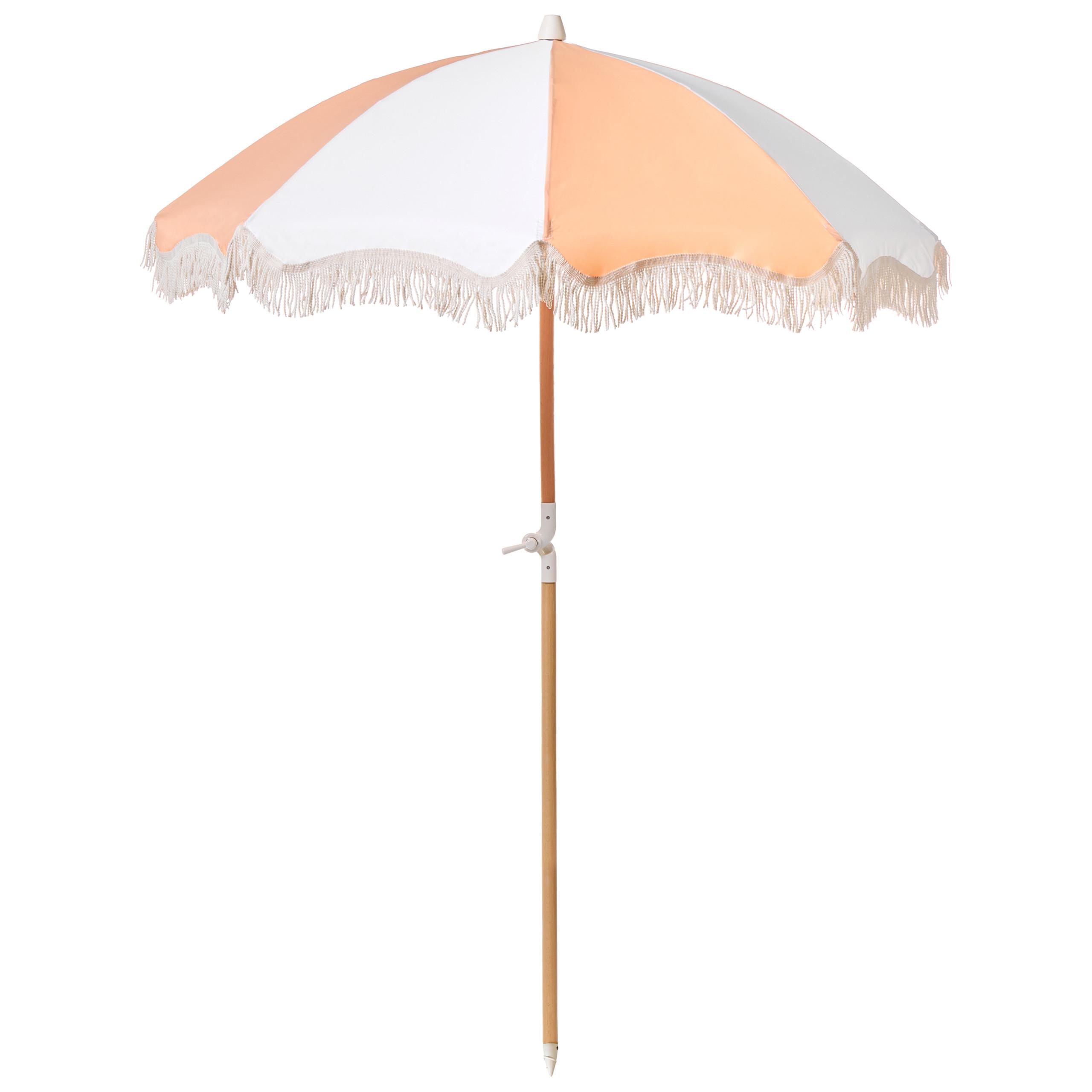 SONNENSCHIRM 155 cm Orange Mondello - Weiß/Orange, Holz (155/155cm) - Beliani