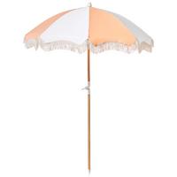 SONNENSCHIRM 155 cm Orange Mondello - Weiß/Orange, Holz (155/155cm) - Beliani