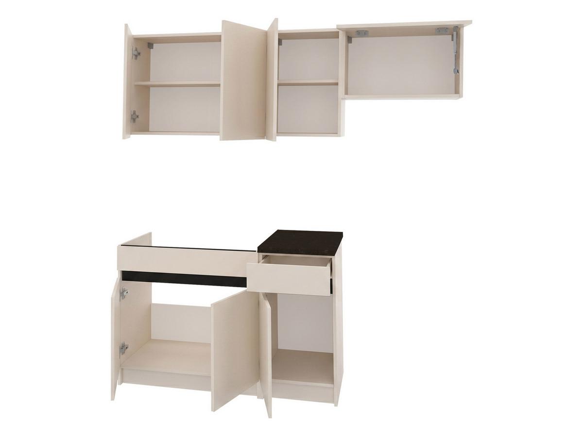 KÜCHENZEILE Ezra 180 - Kaschmir/Schwarz, Holzwerkstoff/Kunststoff (180/85/60cm) - MIRJAN24