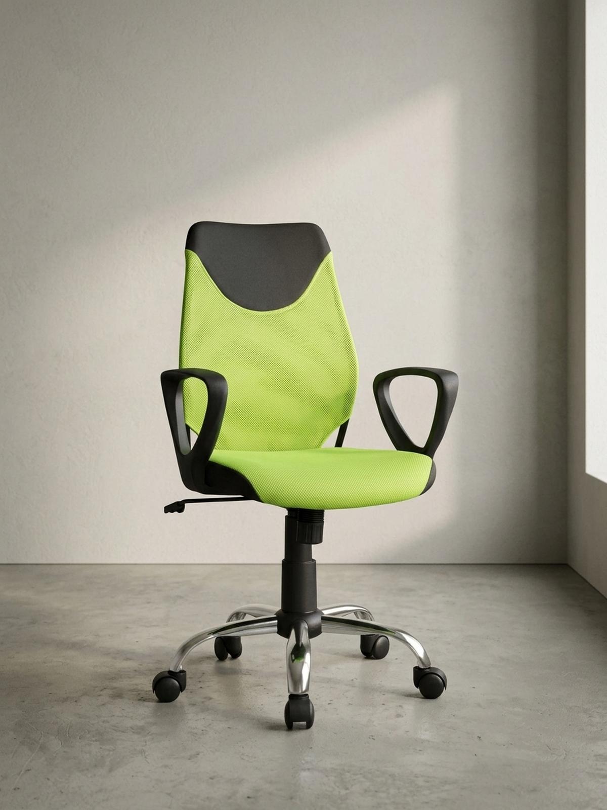 JUGENDDREHSTUHL Nylon Ergonomisch Höhenverstellbar DAVOS, Grün 60x60x101 cm - Silberfarben/Schwarz, Textil/Metall (60/101/60cm) - KADIMA DESIGN