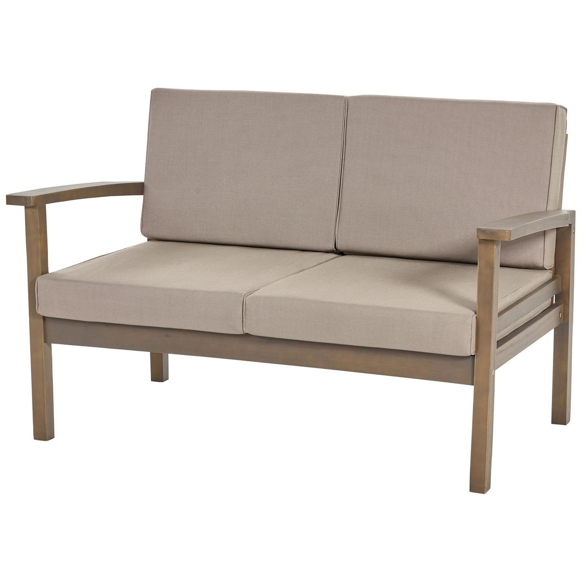 LOUNGE-SET 4-sitzer Akazienholz dunkelbraun Manila - Taupe/Dunkelbraun, Holz - Beliani