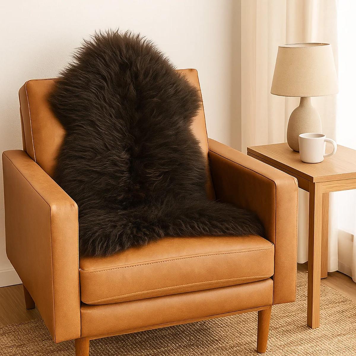 SCHAFFELL Island Langhaar – Dunkelbraun ca. 110 cm - Dunkelbraun, Fell (60/110cm)