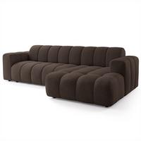 ECKSOFA SETIA Braun Strukturstoff mit Schlaffunktion - Braun, Holz (304/165cm) - MASSENO