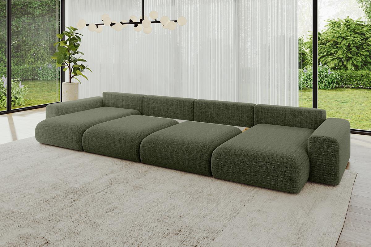 WOHNLANDSCHAFT mit Schlaffunktion ESKAR-U2-464x176x72cm Grün - Hellgrün/Grün, Holzwerkstoff/Kunststoff (176/72/464cm) - ALTDECOR