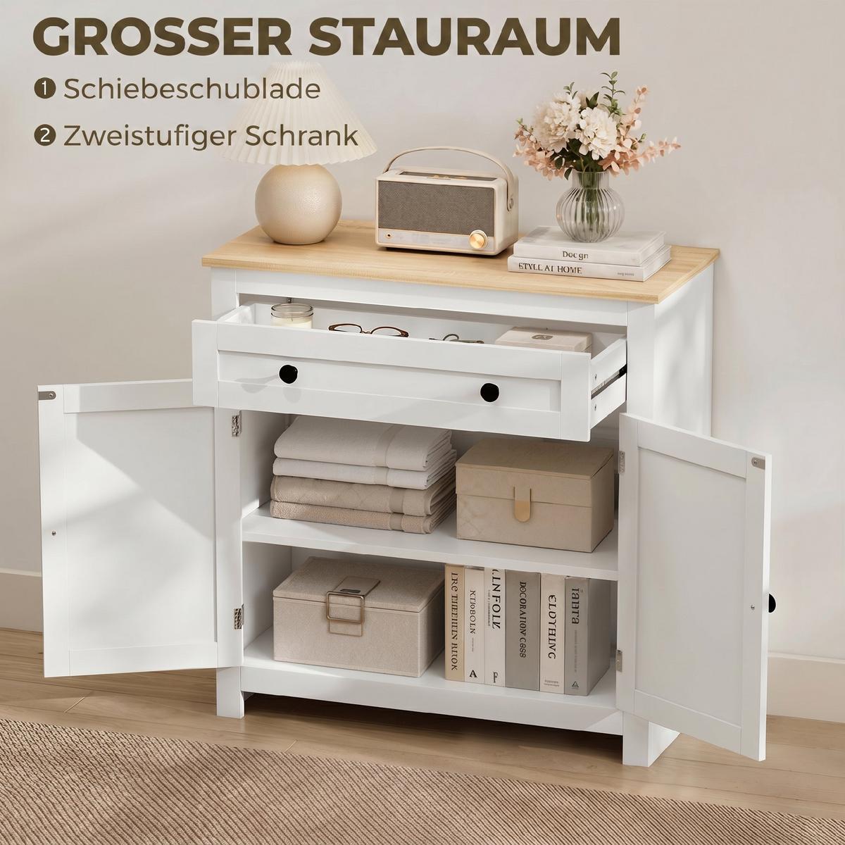 SIDEBOARD Spanplatte Weiß - Weiß, Holzwerkstoff (35/80/78.5cm) - HOMCOM