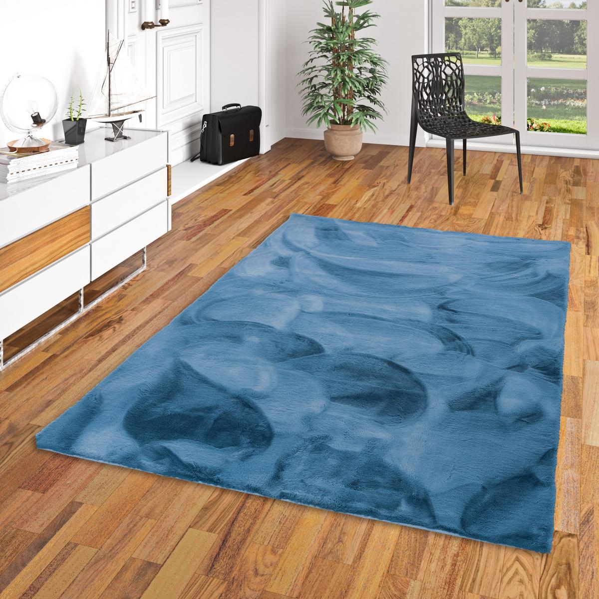 FELLTEPPICH LUXUS SUPER SOFT PLUSH - Blau, Textil (140/180cm) - Pergamon