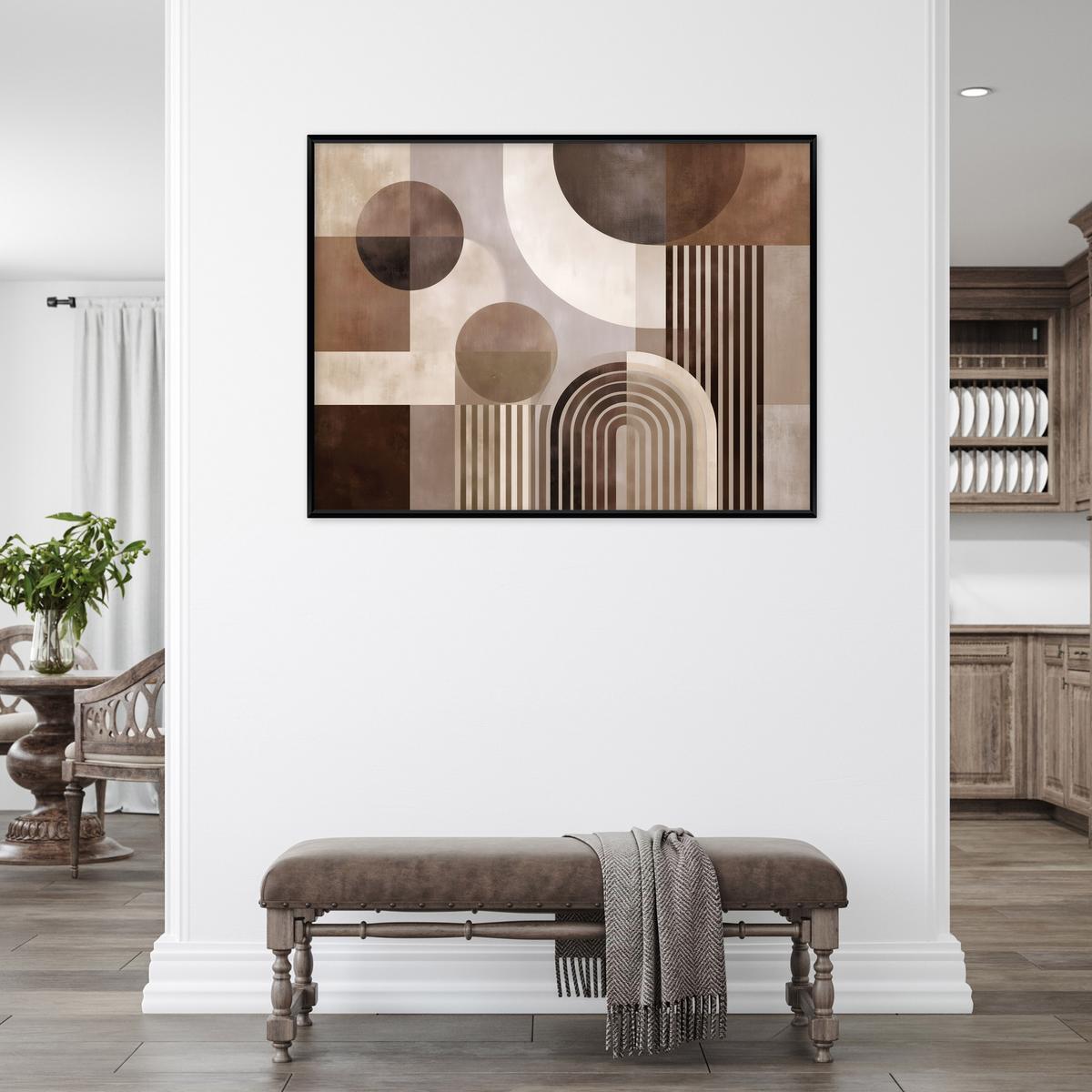 BILDER mit Rahmen Abstraktion Geometrisch Braun 100x70 cm - Multicolor, Holzwerkstoff (100/70cm) - Wallarena