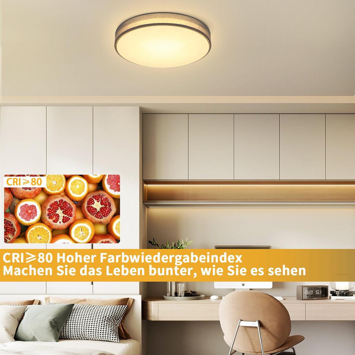 LED-DECKENLEUCHTE Debra 38/38/6 cm - Grau, Textil (38/38/6cm) - Nettlife