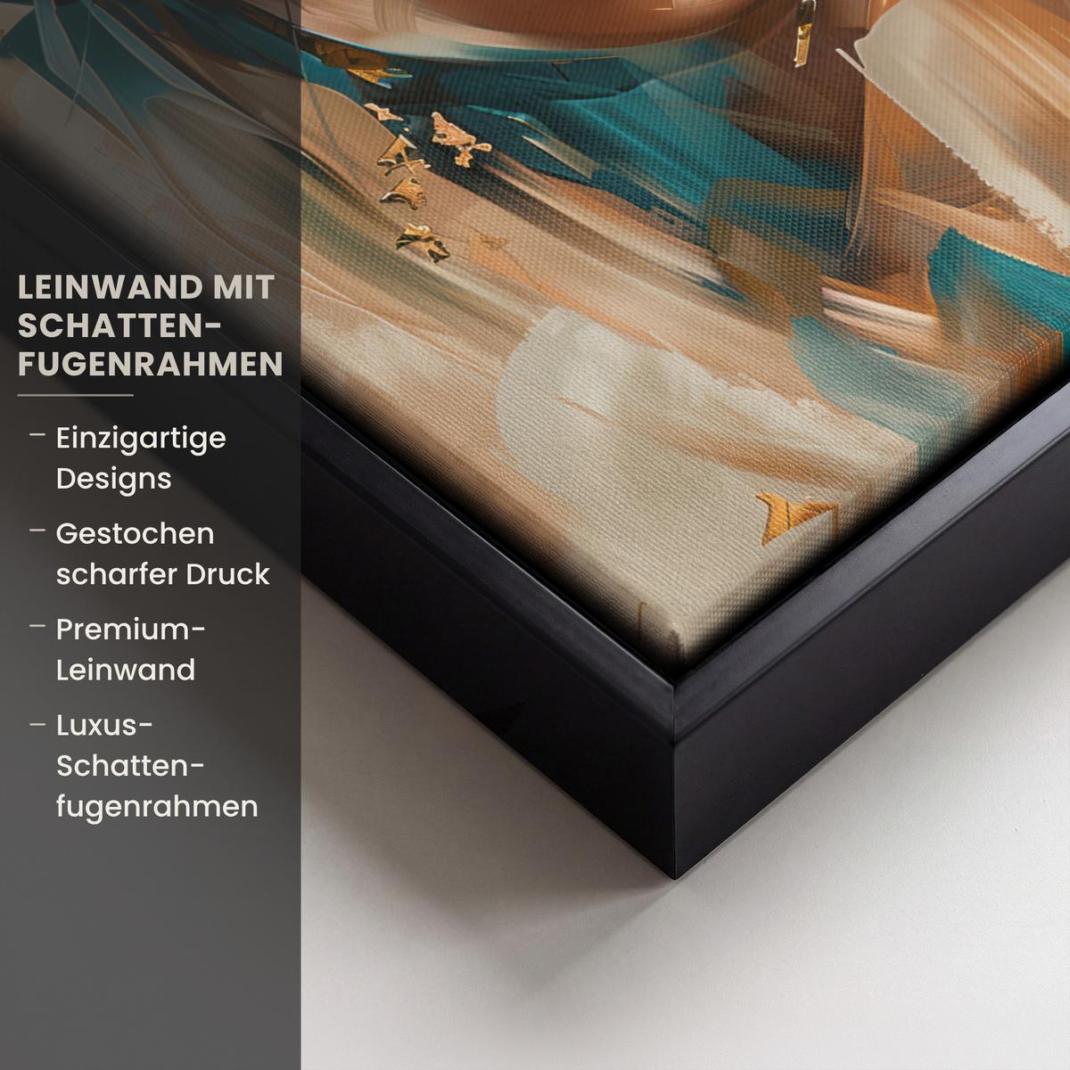 LEINWAND Bilder mit Rahmen - Frau - Porträt - Gold - Luxus - Blau - 20x30 - Türkis, Textil (20/30cm) - MuchoWow
